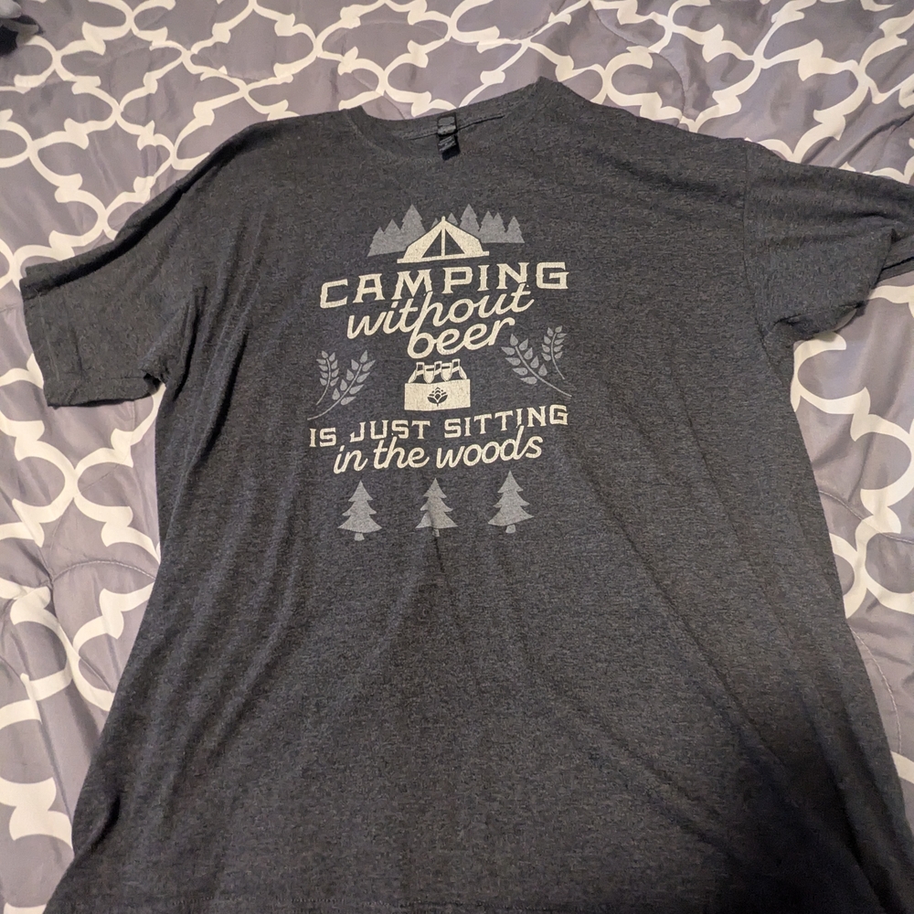 Gray Camping Graphic Tee